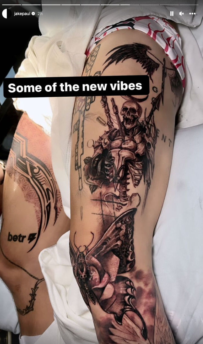 Jake Paul tattoos: Eleven-piece session, skeleton detail and layered leg work
