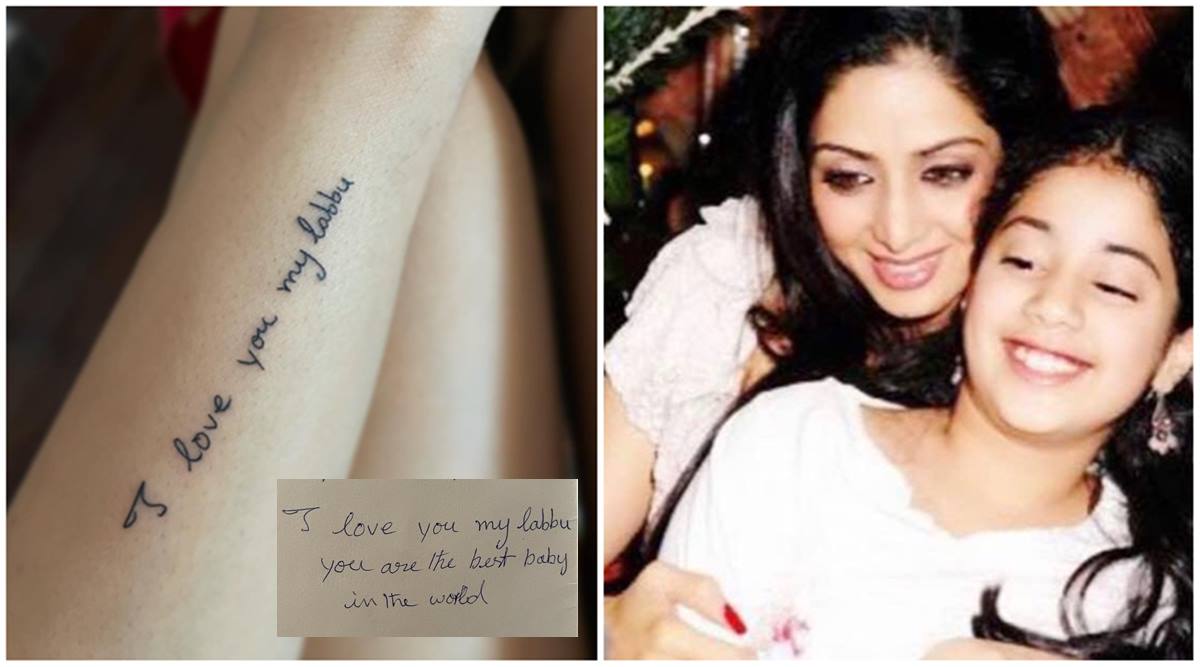 Janhvi Kapoor second genuine view of the Sridevi handwriting tattoo Janhvi Kapoor tattoos: second genuine view of the Sridevi handwriting tattoo