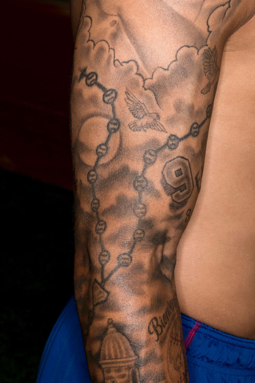 Javier Baez tattoos: Javier Baez Puerto Rico arm symbols