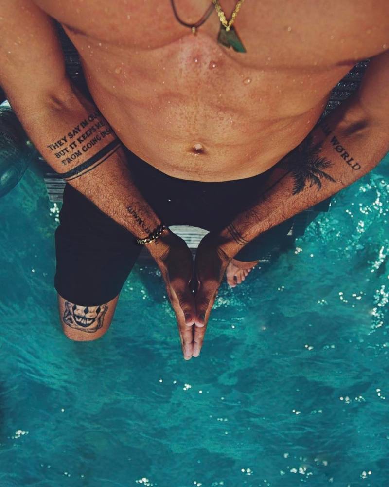 Jay Alvarrez multiple arm tattoos and forearm lettering