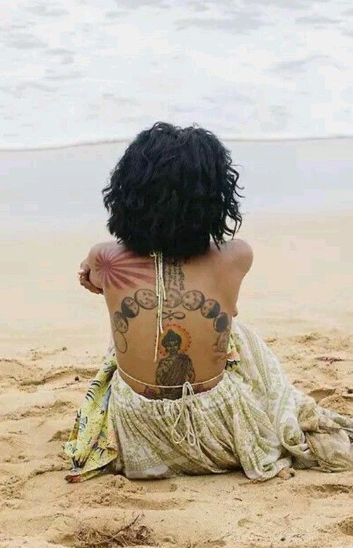 Jhene Aiko older back tattoos
