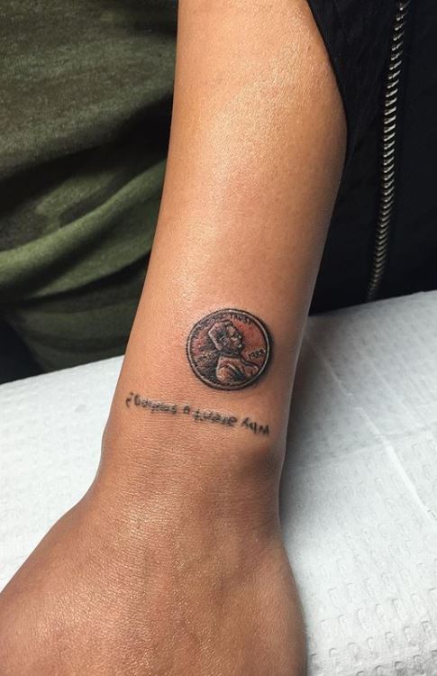 Jhene Aiko wrist tribute tattoo