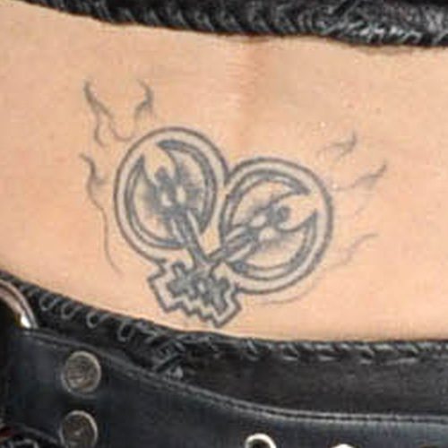 Joan Jett tattoos: Joan Jett tattoo evidence for the section Joan Jett's lower-back labrys design