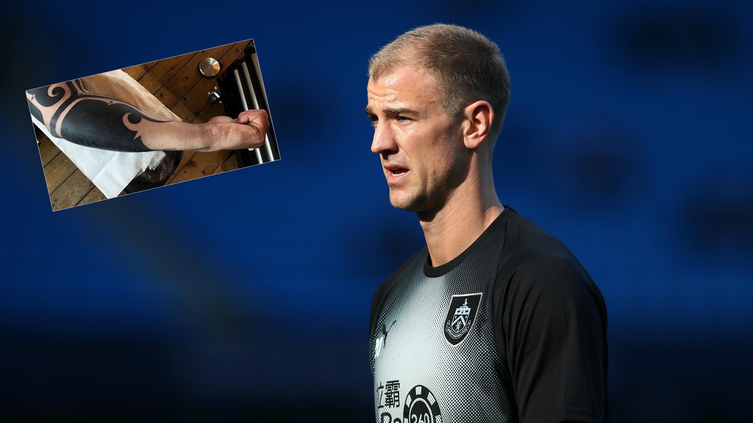 Joe Hart blackwork shoulder armour in the 2019 reveal Joe Hart tattoos: blackwork shoulder armour in the 2019 reveal