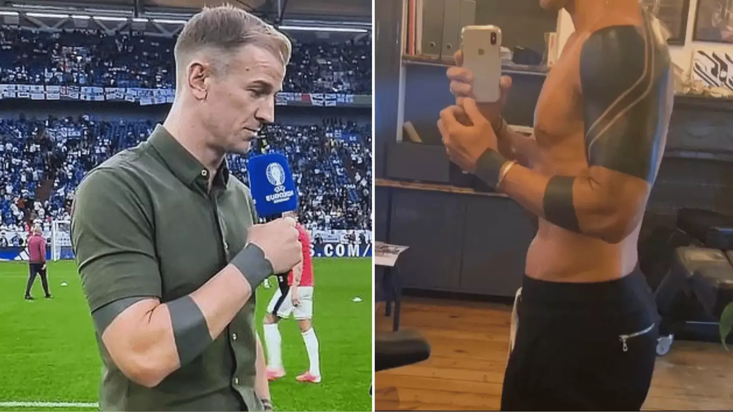 Joe Hart forearm and upper-arm bands during Euro 2024 coverage Joe Hart tattoos: forearm and upper-arm bands during Euro 2024 coverage
