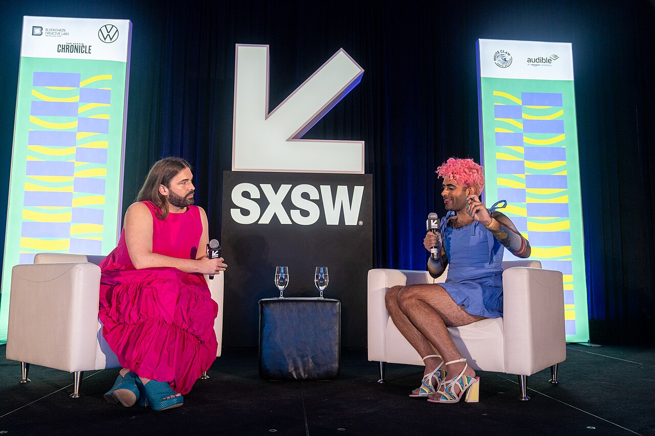Jonathan Van Ness Contextual SXSW appearance showing JVN's expressive event style, not tattoo evidence Jonathan Van Ness in a contextual photograph: Contextual SXSW appearance showing JVN's expressive event style, not tattoo evidence; not tattoo evidence