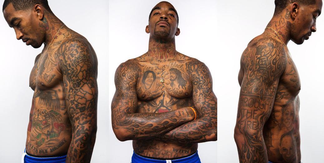 J.R. Smith tattooed torso and arms