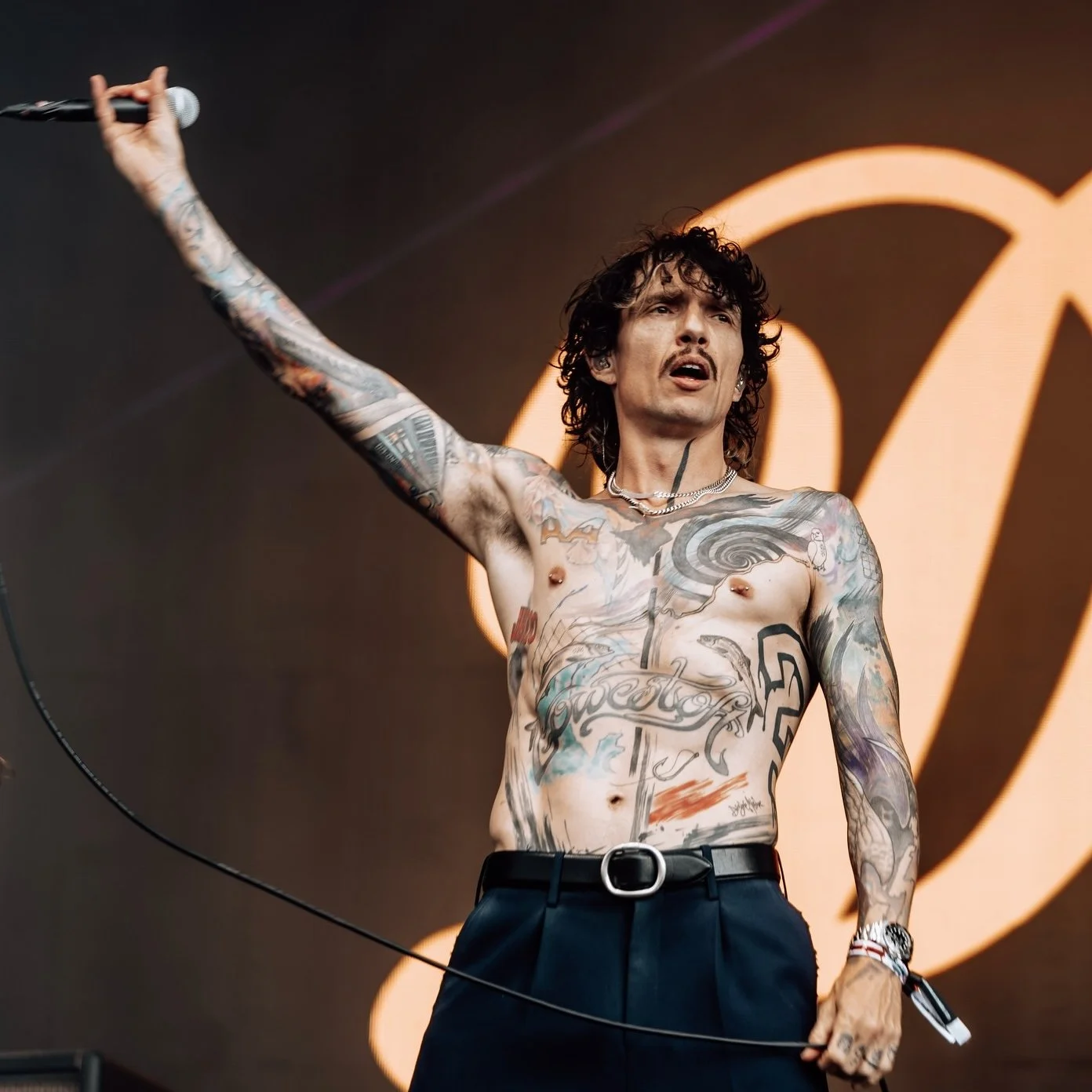 Justin Hawkins tattoos: Justin Hawkins cassette chest section image