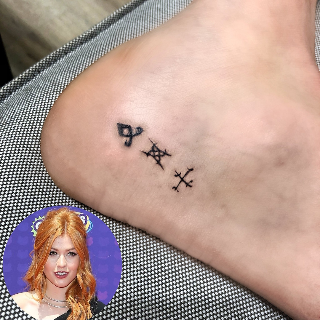 Katherine McNamara tattoos: Close photographic evidence of McNamara’s angular Shadowhunters rune group.
