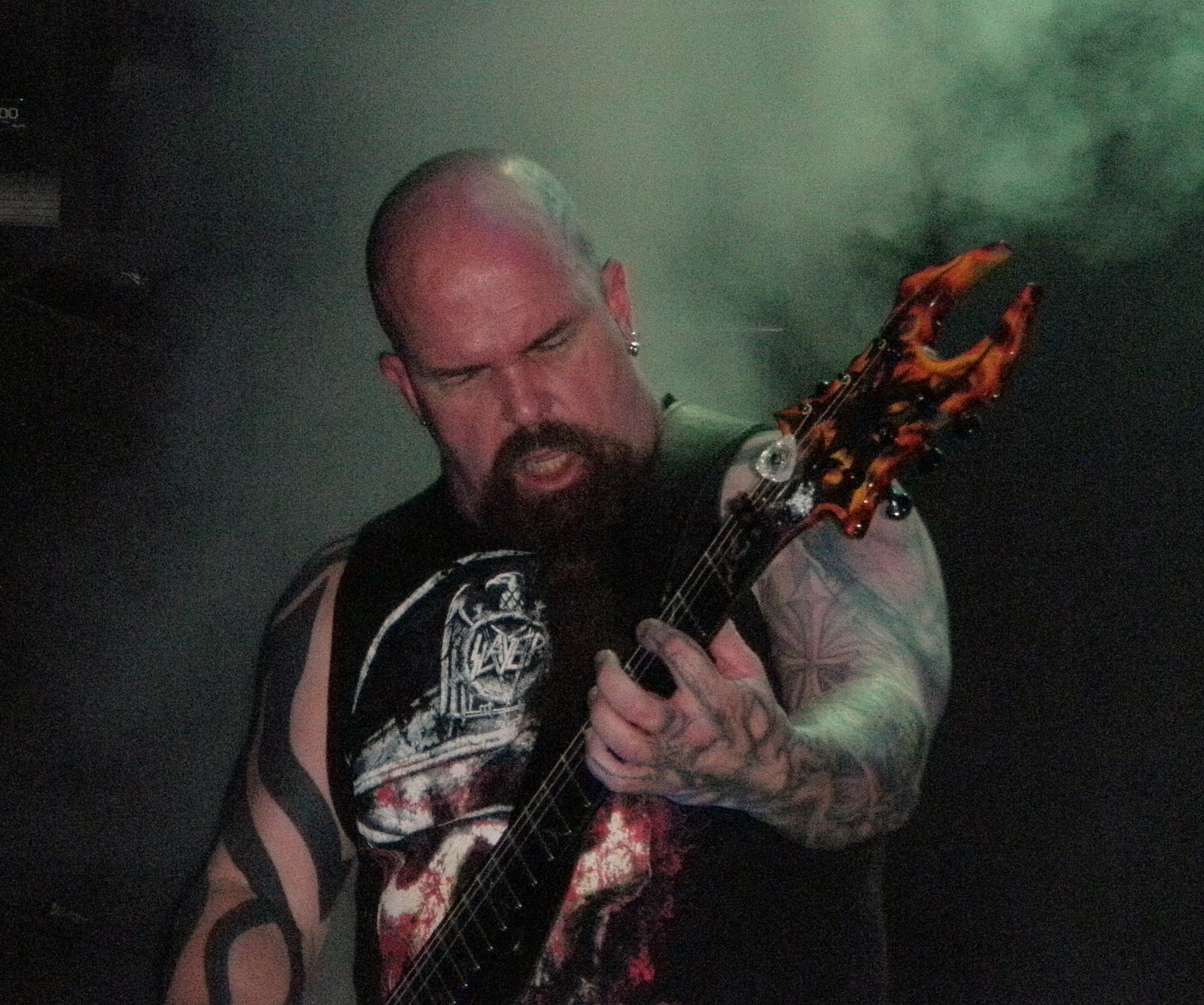 Kerry King arm tattoos with guitar