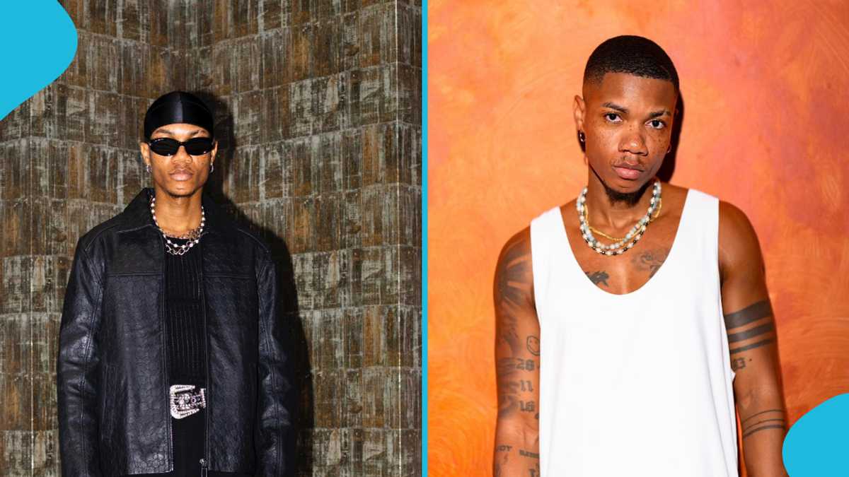 KiDi album-era tattoo portraits KiDi tattoos: Genuine tattoo photograph showing KiDi's arm and chest ink across two album-era portraits.