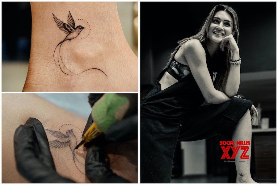 Kriti Sanon Finished and in-progress views documenting the artist session and fine linework. Kriti Sanon tattoos: Finished and in-progress views documenting the artist session and fine linework.