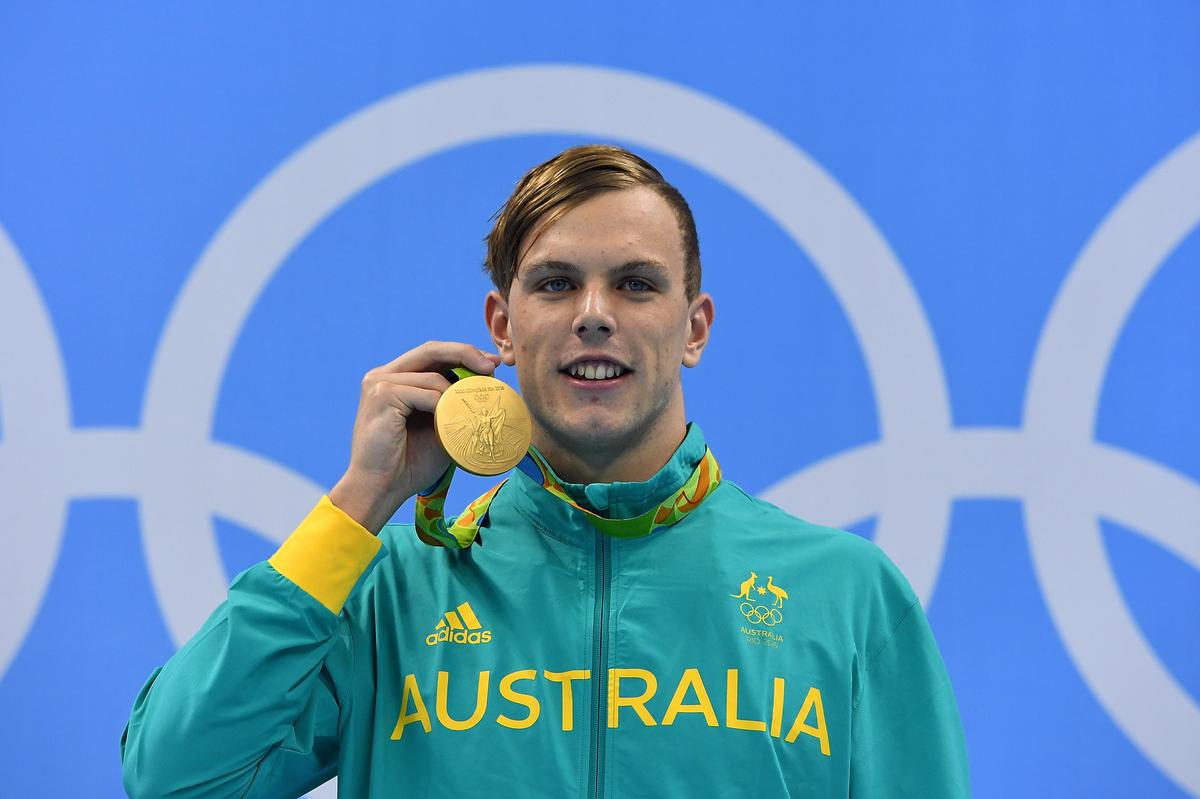 Kyle Chalmers in a contextual photograph: Rio career context, not tattoo evidence; not tattoo evidence