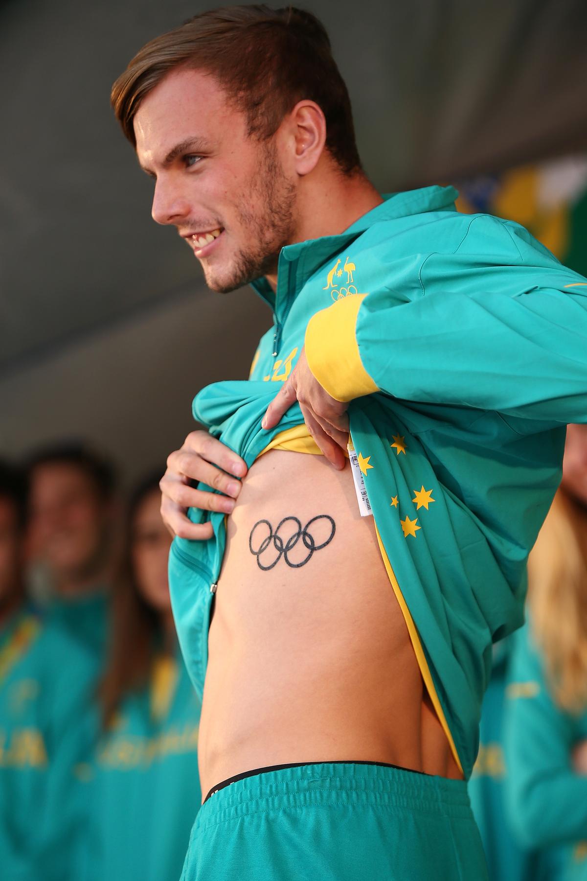 Kyle Chalmers tattoos: Close-up evidence for the Olympic rings on his ribs