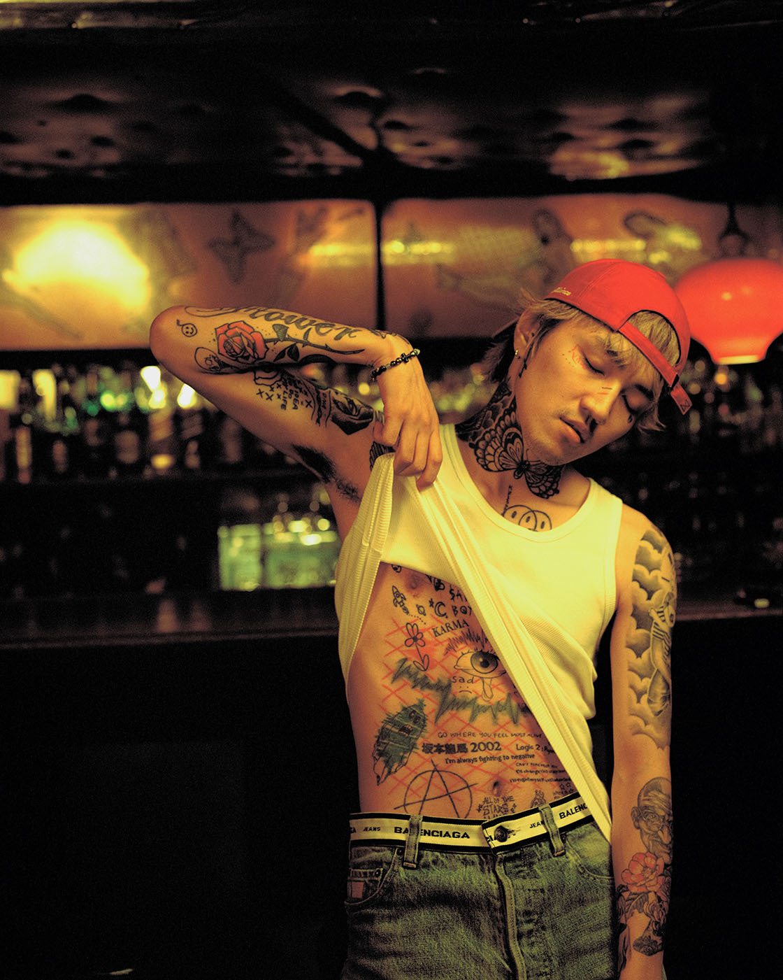 LEX LEX's visible chest, side and arm tattoo collection in a separate candid portrait accompanying the film-reference section LEX tattoos: LEX's visible chest, side and arm tattoo collection in a separate candid portrait accompanying the film-reference section