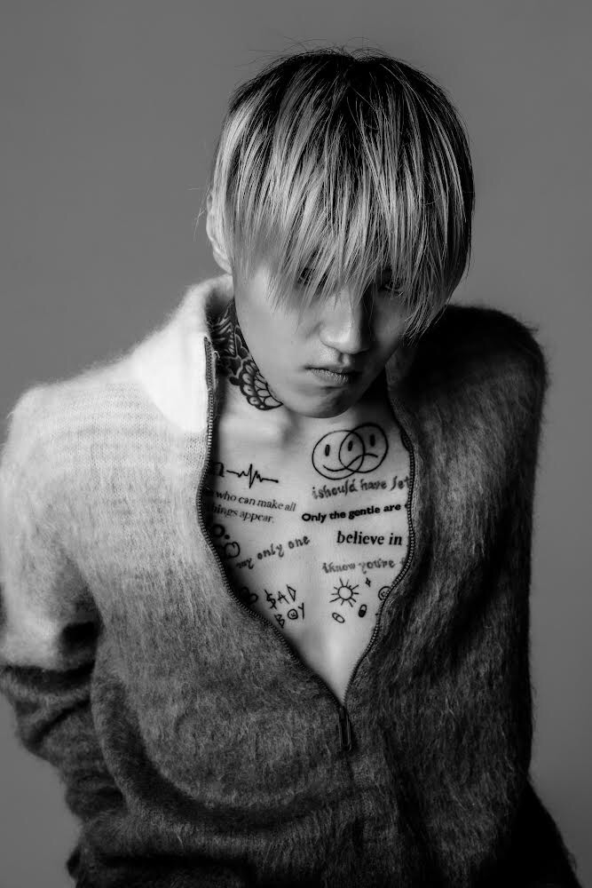 LEX A separate monochrome portrait showing LEX's chest and arm tattoos, placed with the forearm portrait discussion LEX tattoos: A separate monochrome portrait showing LEX's chest and arm tattoos, placed with the forearm portrait discussion