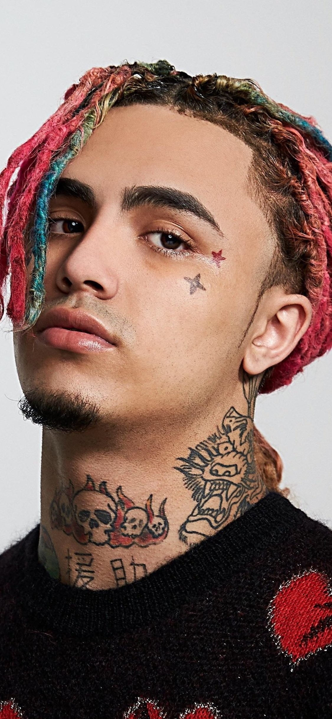 Lil Pump face and neck tattoos