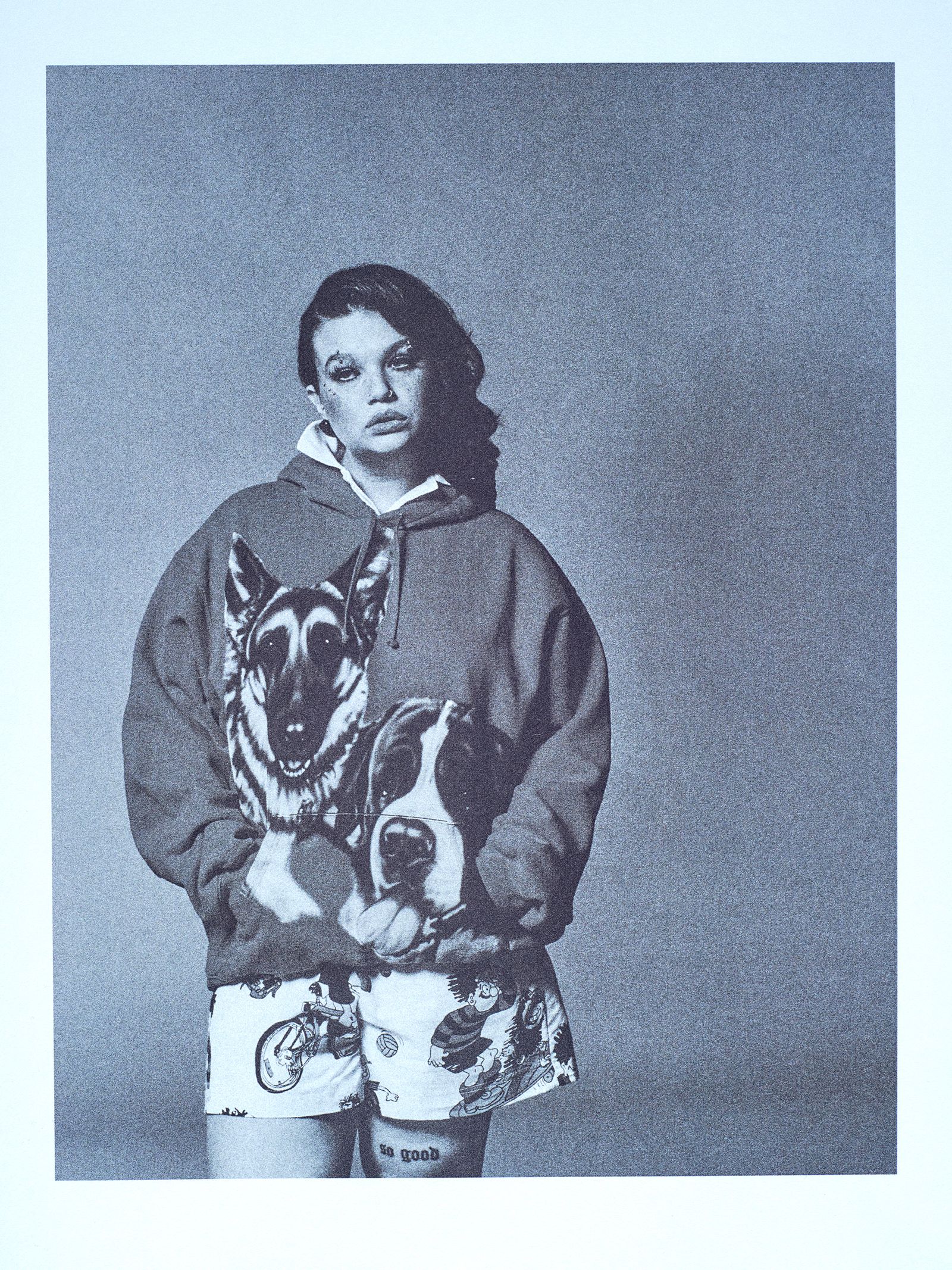 Lola Young Vogue Supreme portrait Lola Young in a contextual photograph: Inline contextual photo; not tattoo evidence; not tattoo evidence