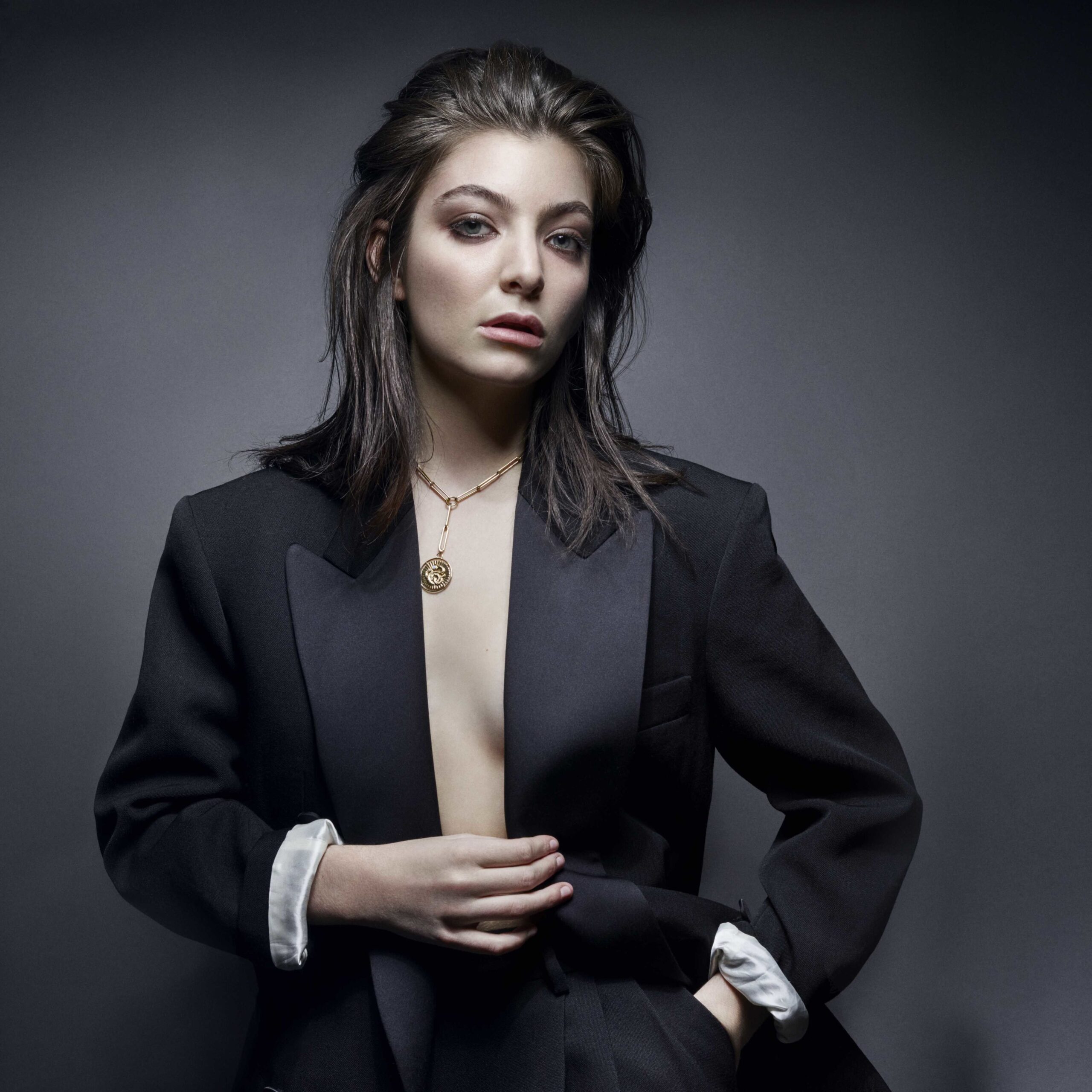 Lorde ELLE portrait Lorde in a contextual photograph: Inline contextual photo; not tattoo evidence; not tattoo evidence