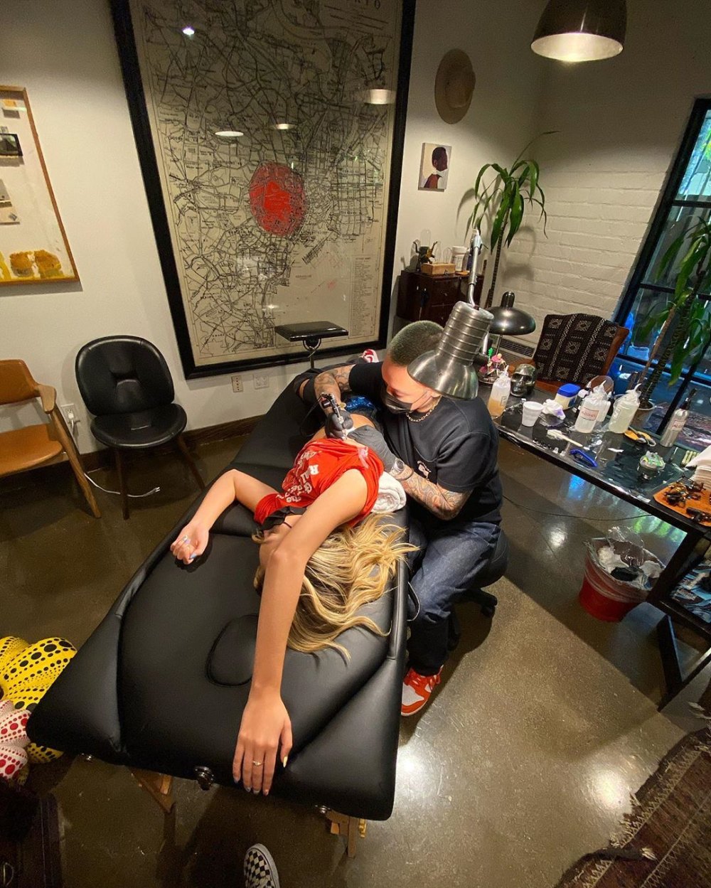 Contextual photograph of Maddie Ziegler during the tattoo appointment; this image is not tattoo evidence.