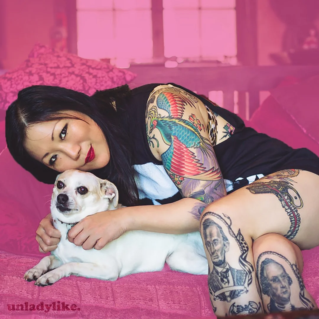 Margaret Cho leg tattoos