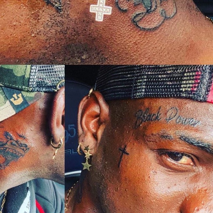 Mario Balotelli Black Power face tattoo