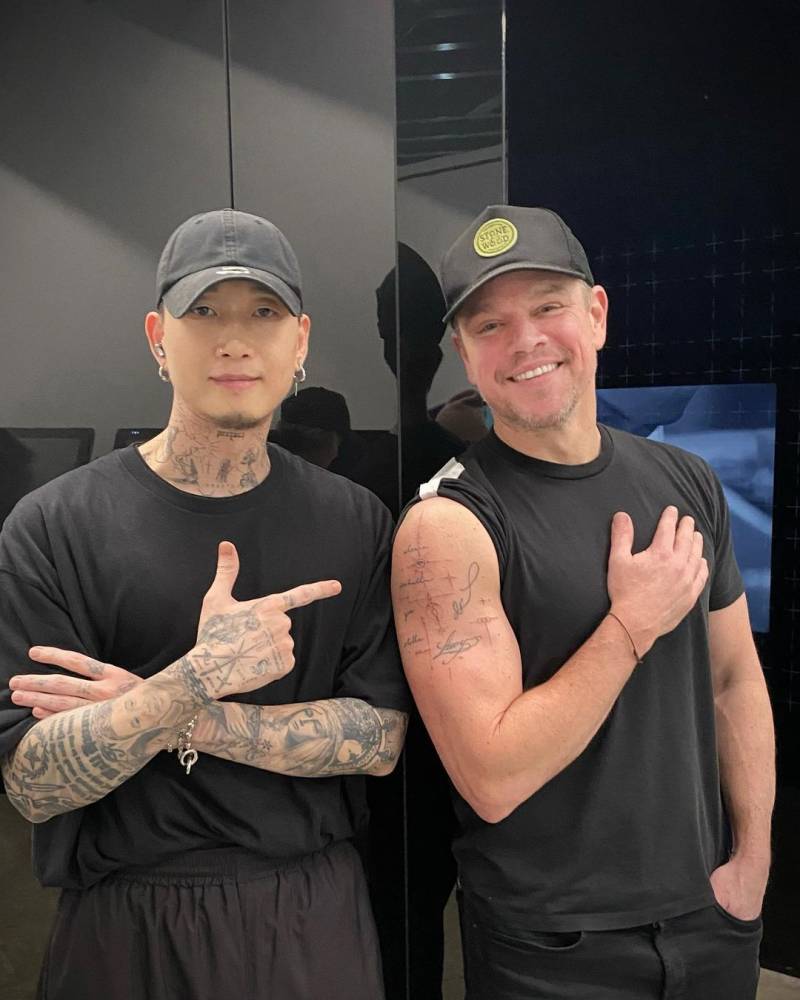 Matt Damon tattoos: Matt Damon tattoo artist session photo