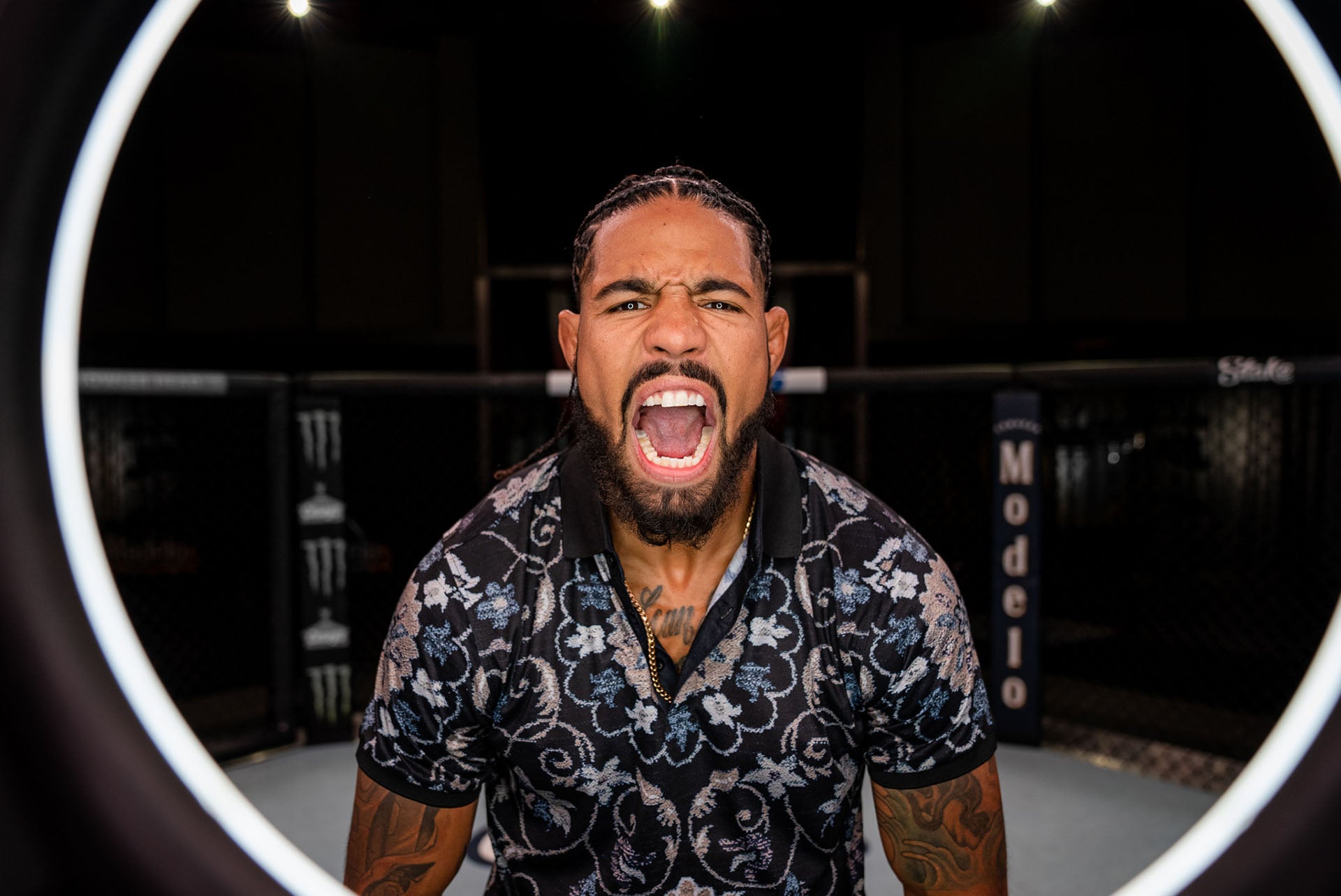 Max Griffin in a contextual photograph: Away from the cage; not tattoo evidence