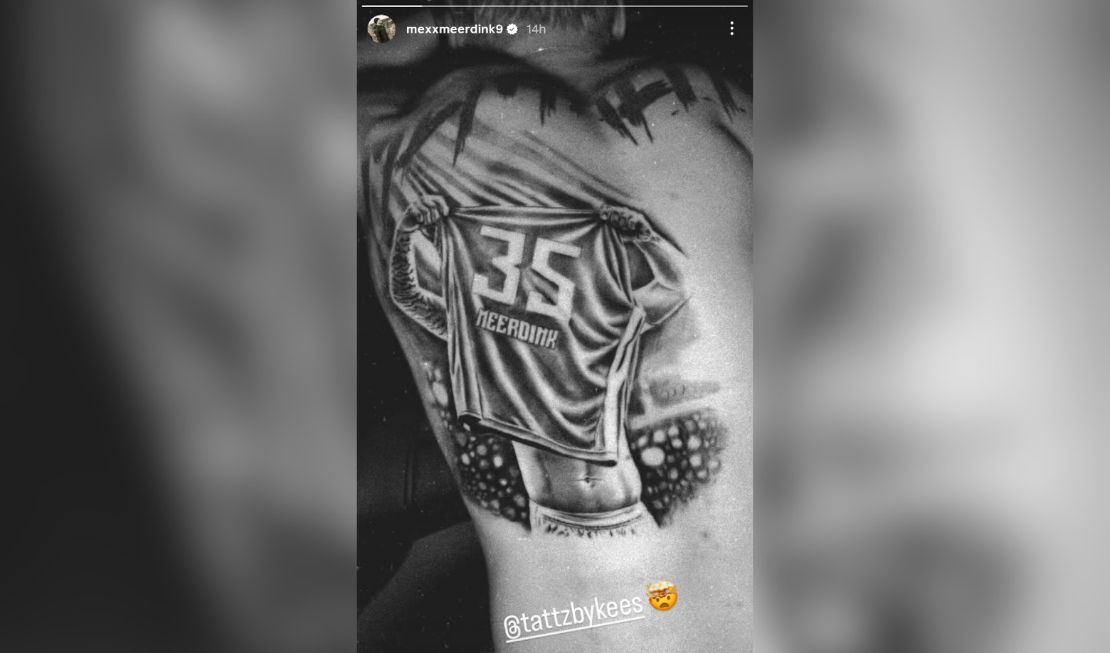 Mexx Meerdink tattoos: Mexx Meerdink's portrait tattoo revealed in his Instagram story