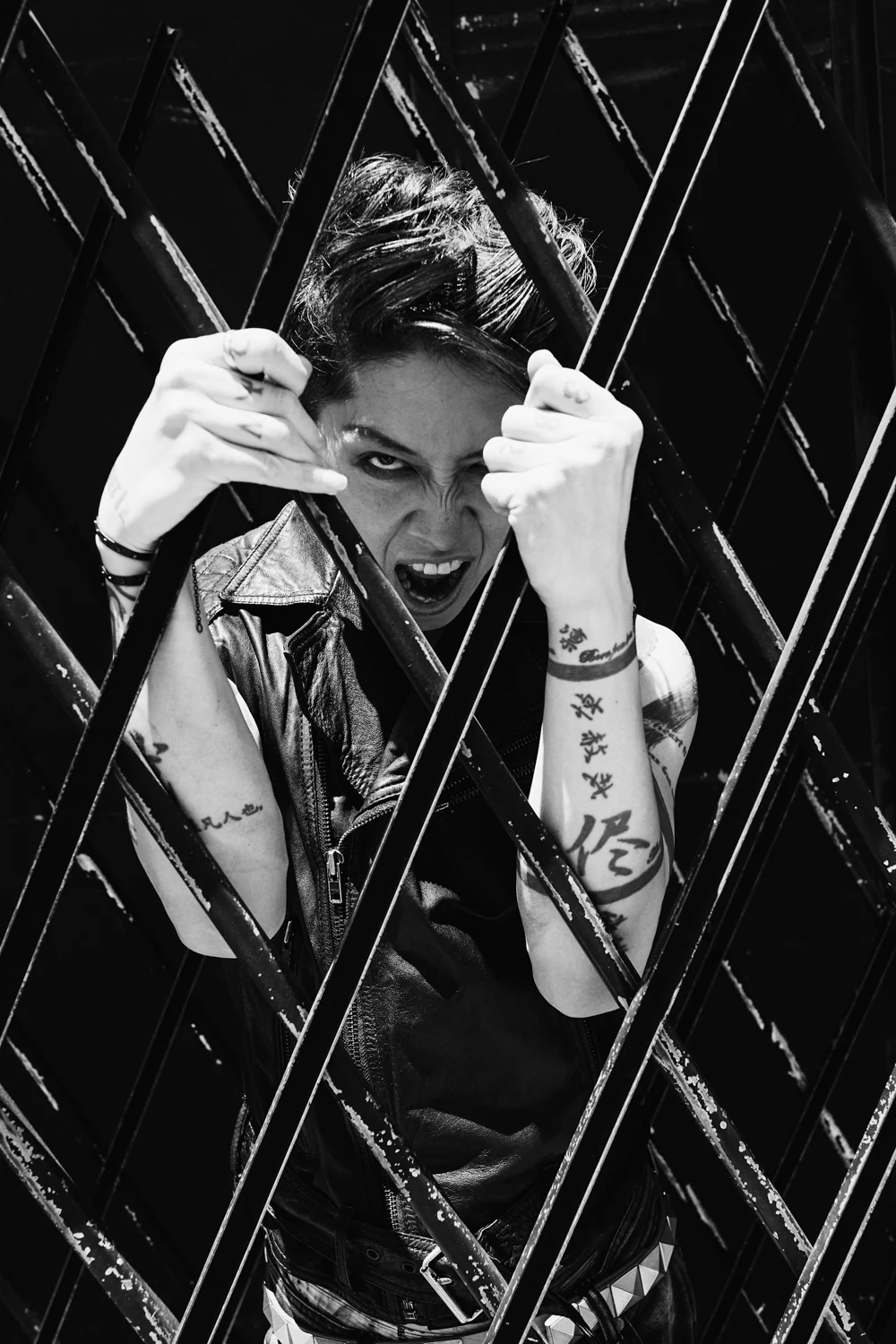 Miyavi hand, wrist, and kanji tattoos