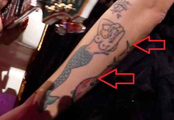 Mon Laferte tattoos: genuine tattoo photograph showing the mermaid design