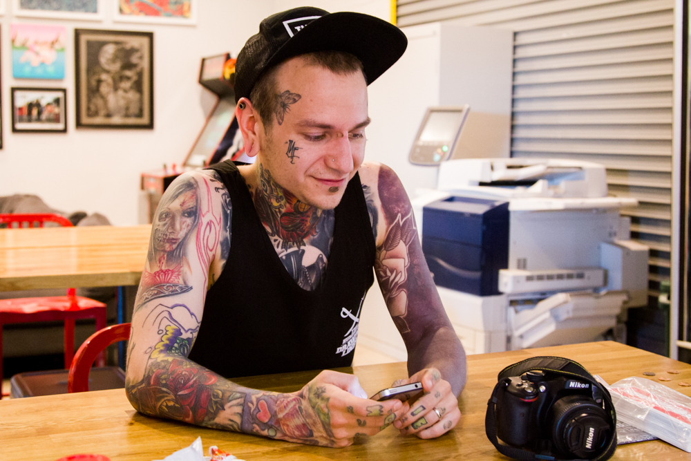 Monami Frost tattoos: Monami Frost leg and thigh tattoos photograph, selected because the named tattoo area is clearly visible at full resolution