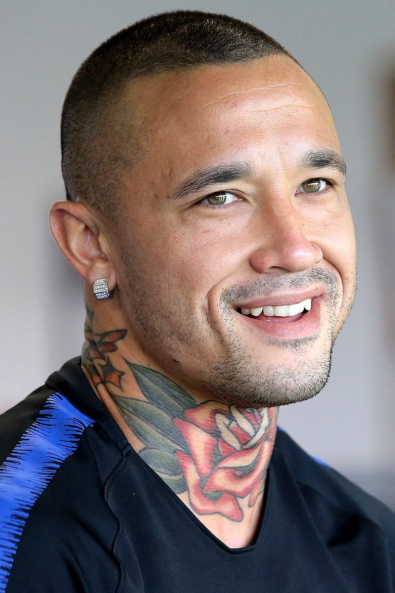 Radja Nainggolan rose neck tattoo close-up