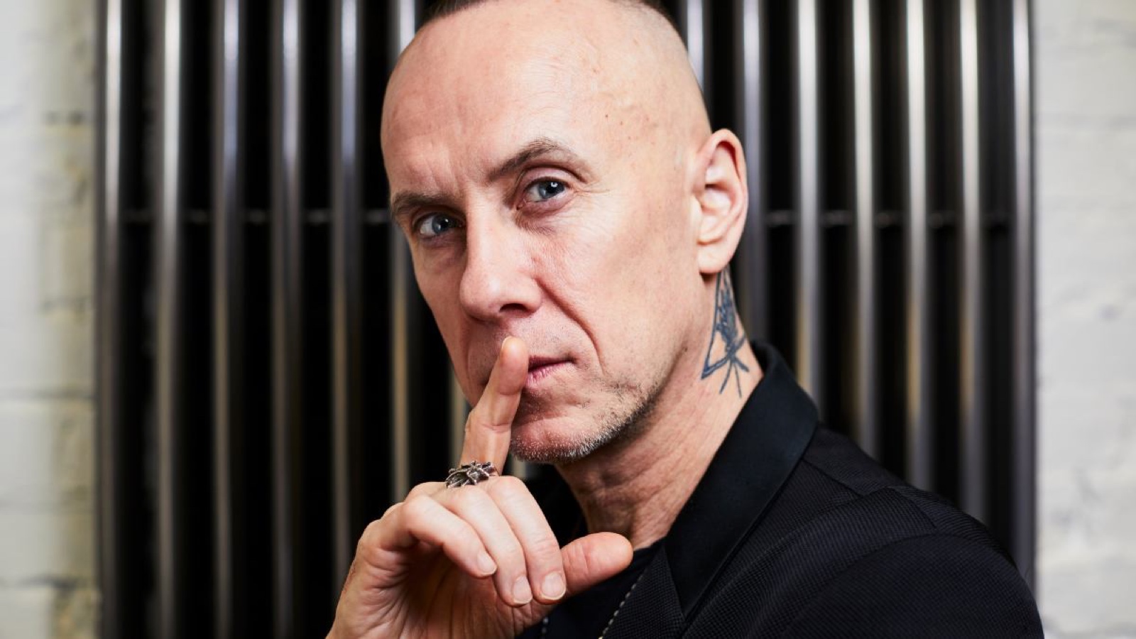 Nergal neck tattoo portrait