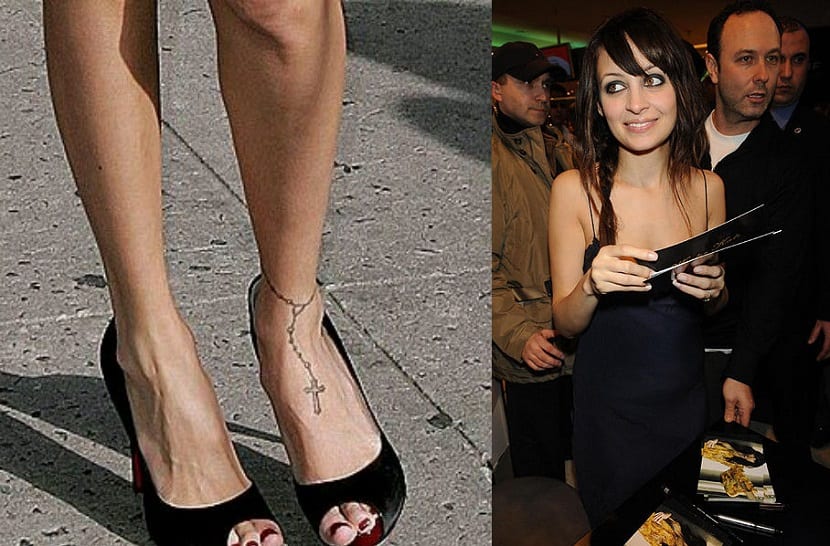 Nicole Richie rosary foot tattoo
