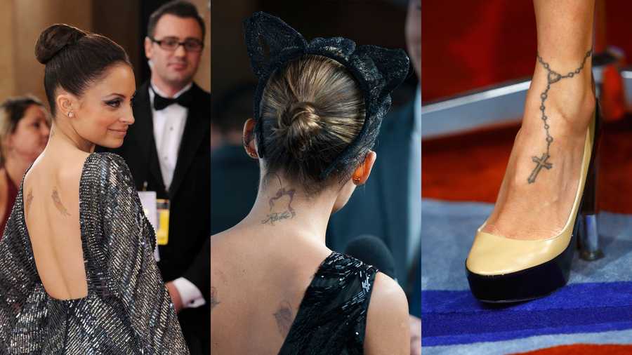 Nicole Richie rosary ankle tattoo