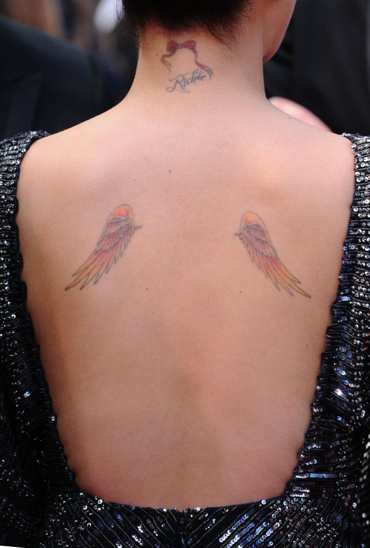 Nicole Richie angel wing and bow tattoos