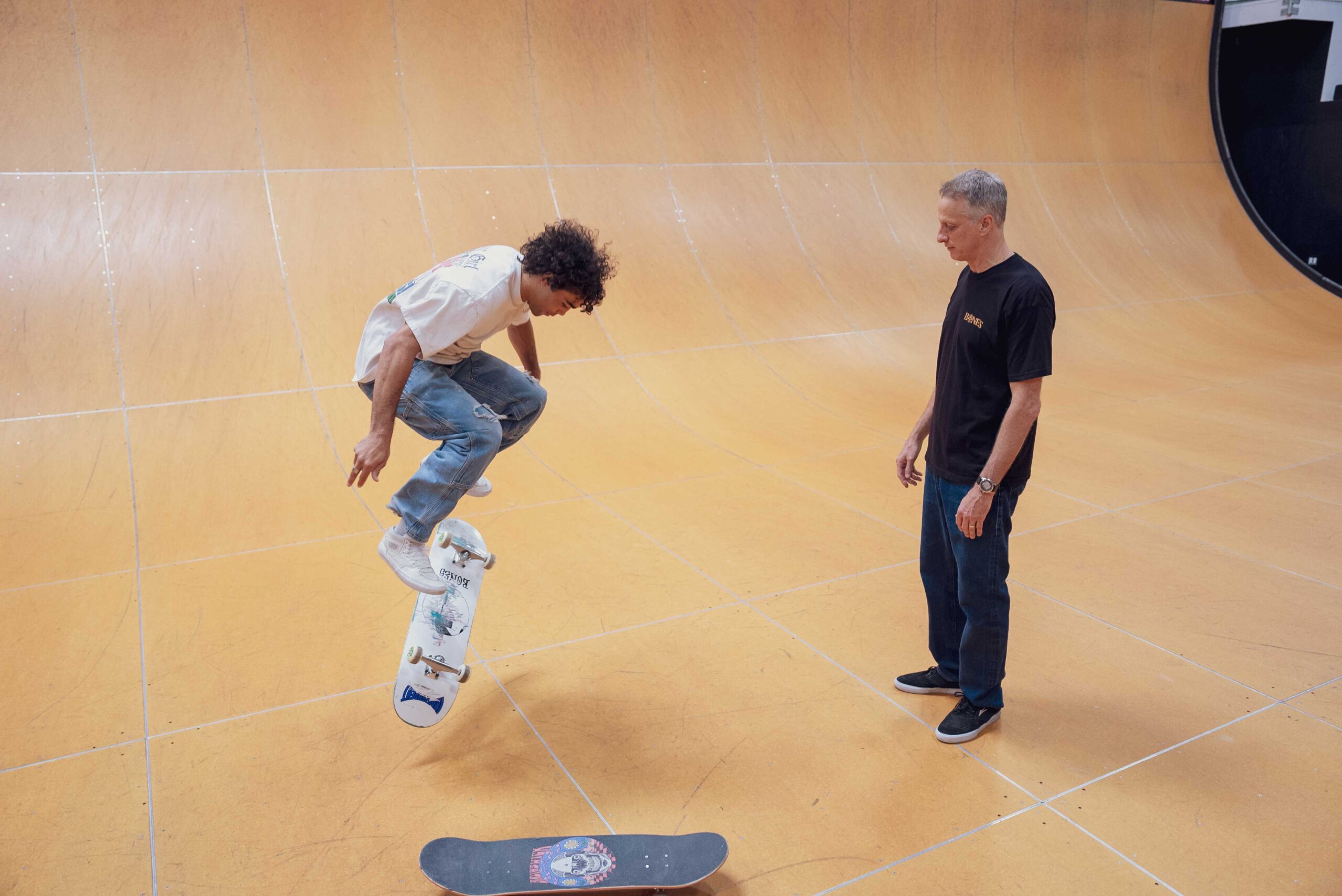 Payton Talbott in a contextual photograph: Career context: skating with Tony Hawk; not tattoo evidence