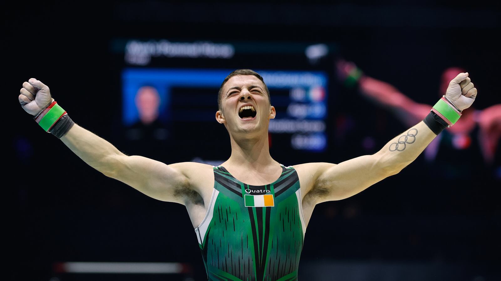 Rhys McClenaghan tattoos: Olympic rings forearm tattoo photograph