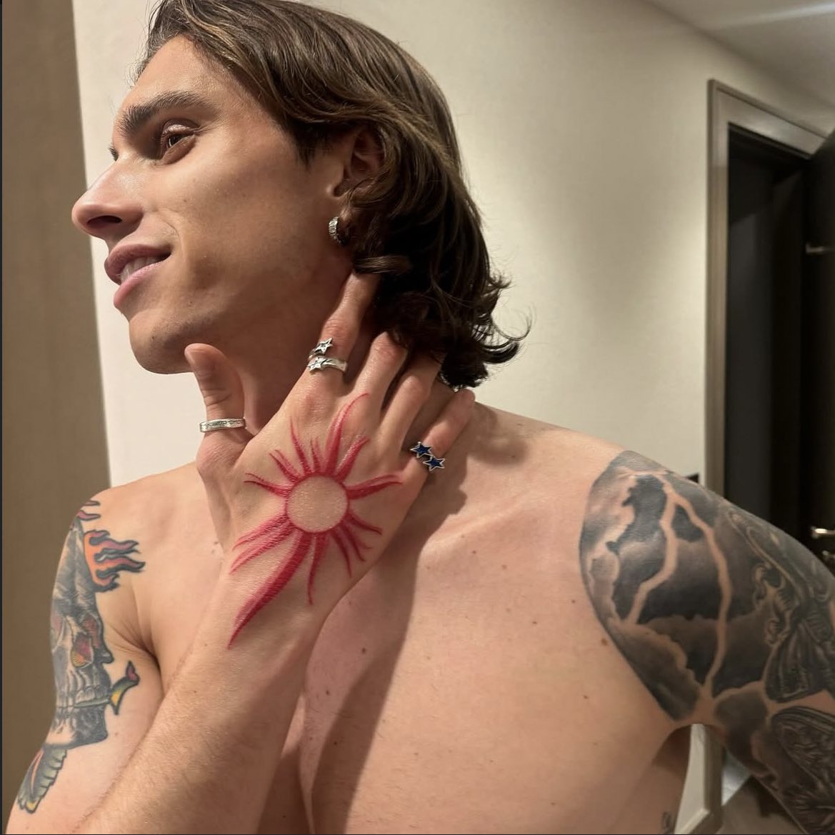 Riccardo Calafiori Genuine tattoo photograph used beside the section about the full arm sleeve and its darker imagery. Riccardo Calafiori tattoos: Genuine tattoo photograph used beside the section about the full arm sleeve and its darker imagery.