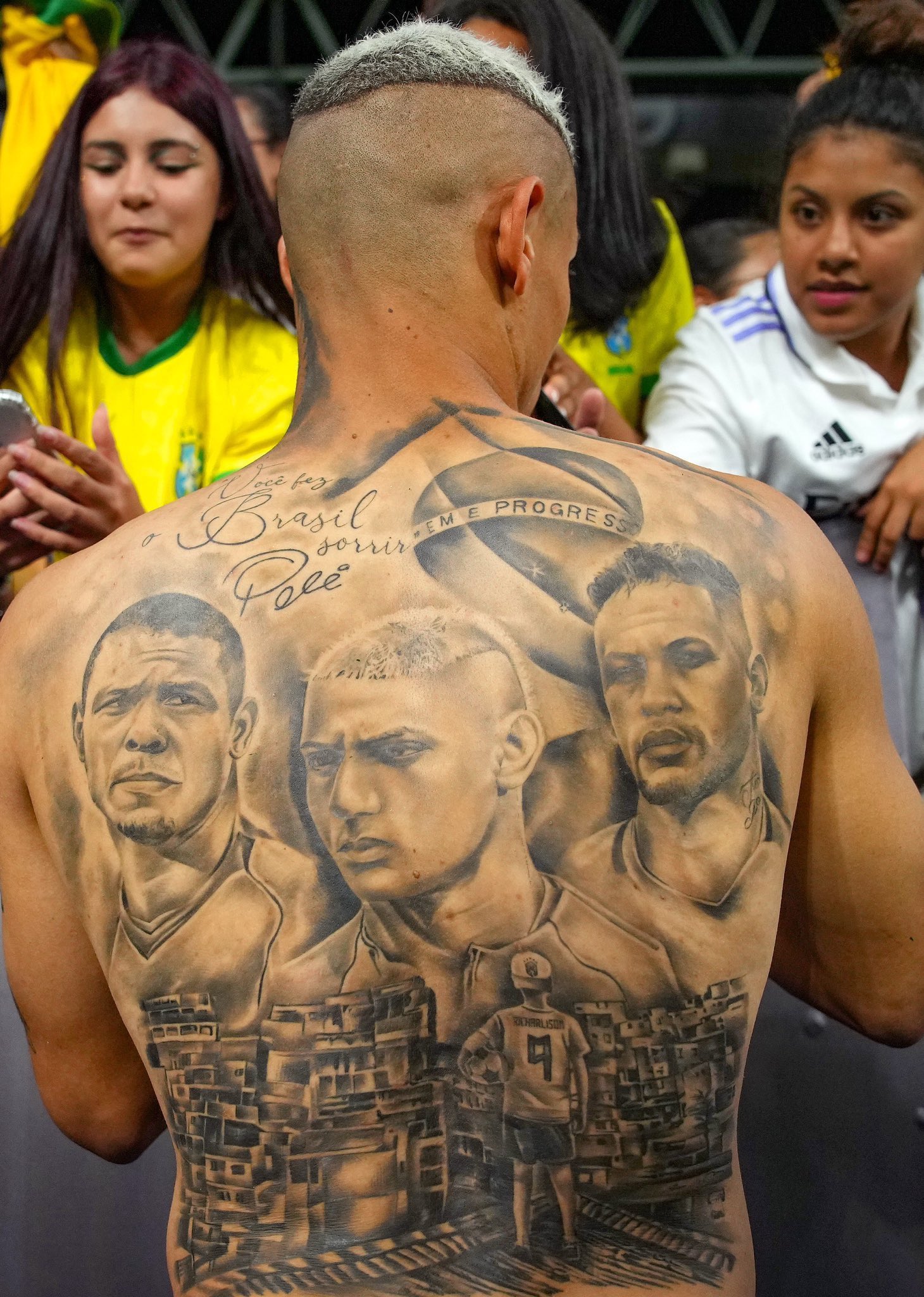 Richarlison tattoos: portrait detail in the back piece