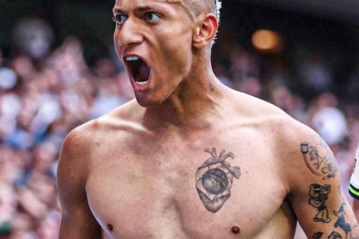 Richarlison tattoos: Brazilian heart chest tattoo