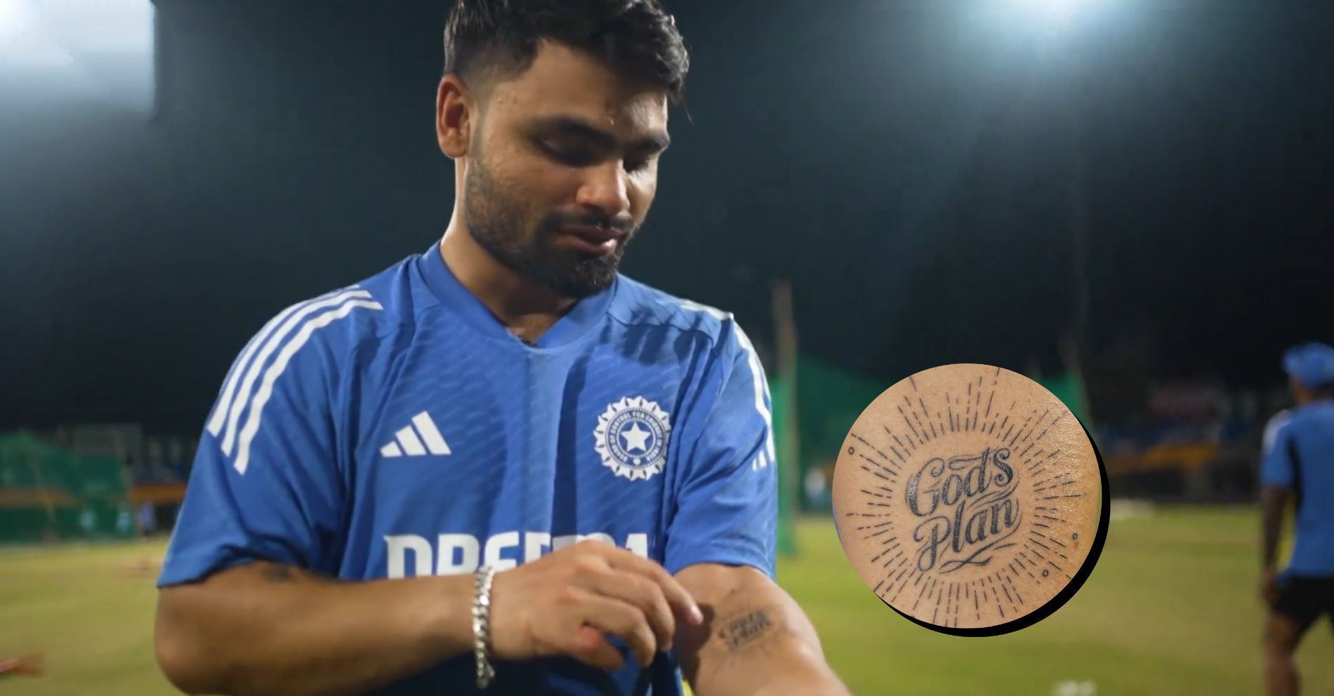 Rinku Singh God’s Plan forearm tattoo Rinku Singh tattoos: God’s Plan tattoo visual detail