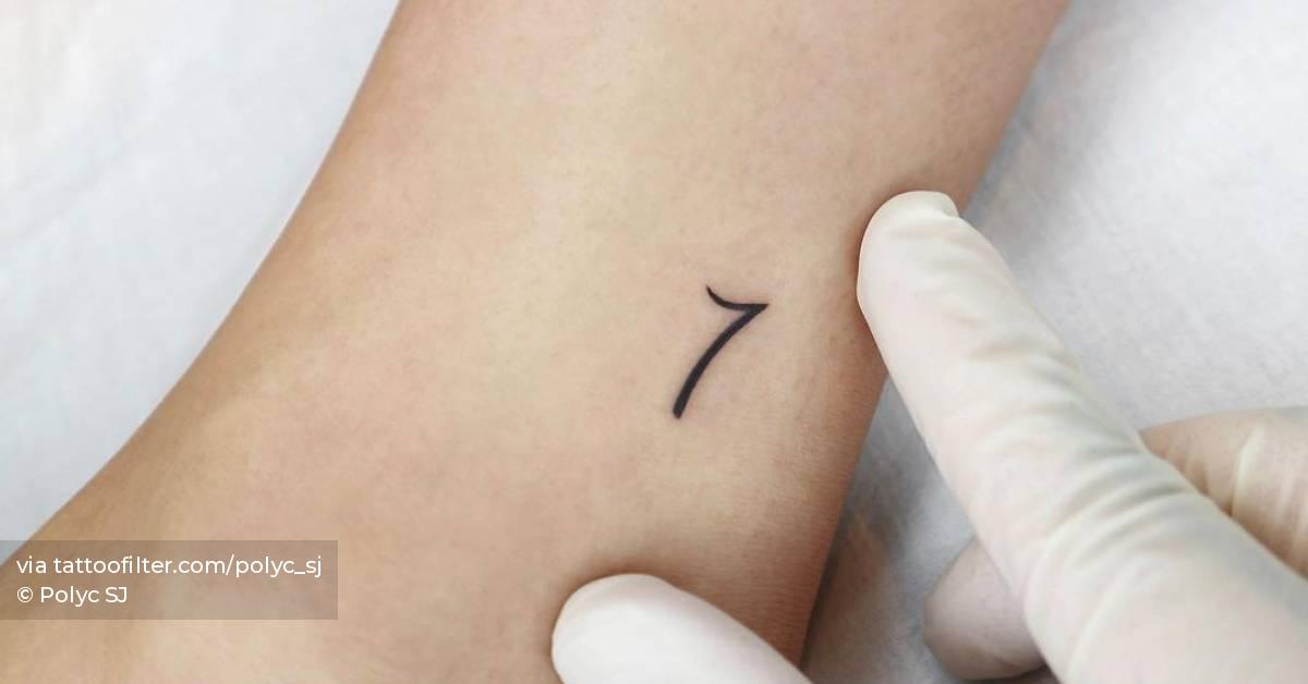RM close-up of the minimalist 7 on RM's right ankle RM tattoos: close-up of the minimalist 7 on RM's right ankle