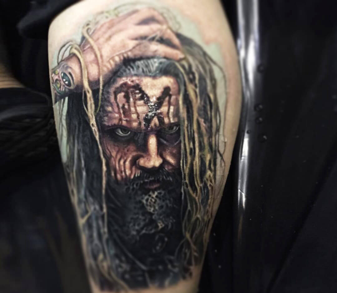 Rob Zombie close-up tattoo portrait
