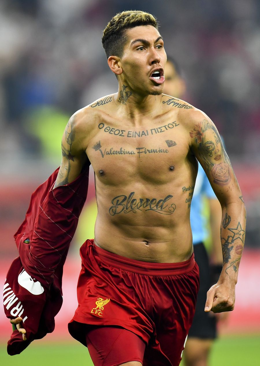 Roberto Firmino tattoos: neck, wrist and smaller symbol tattoos