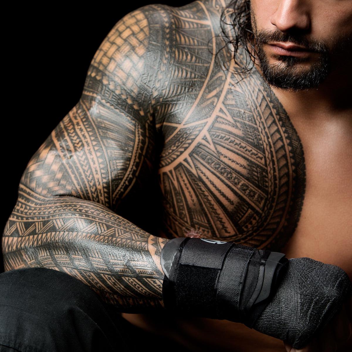 Roman Reigns chest and shoulder tattoo