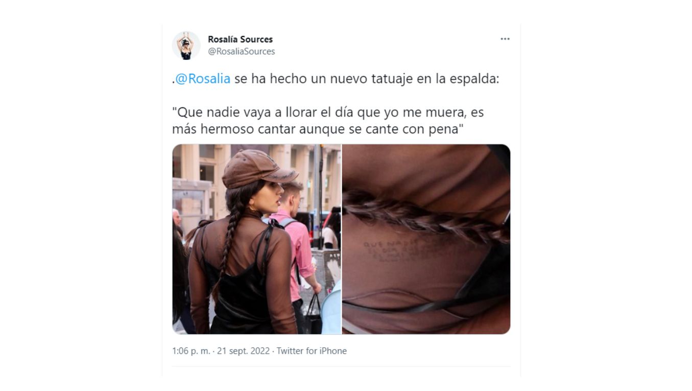 Rosalía tattoos: flamenco lyric back tattoo