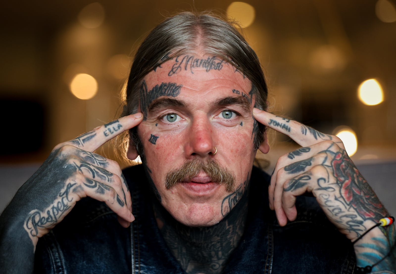 Ryan Caldwell tattoos: face and neck tattoo portrait