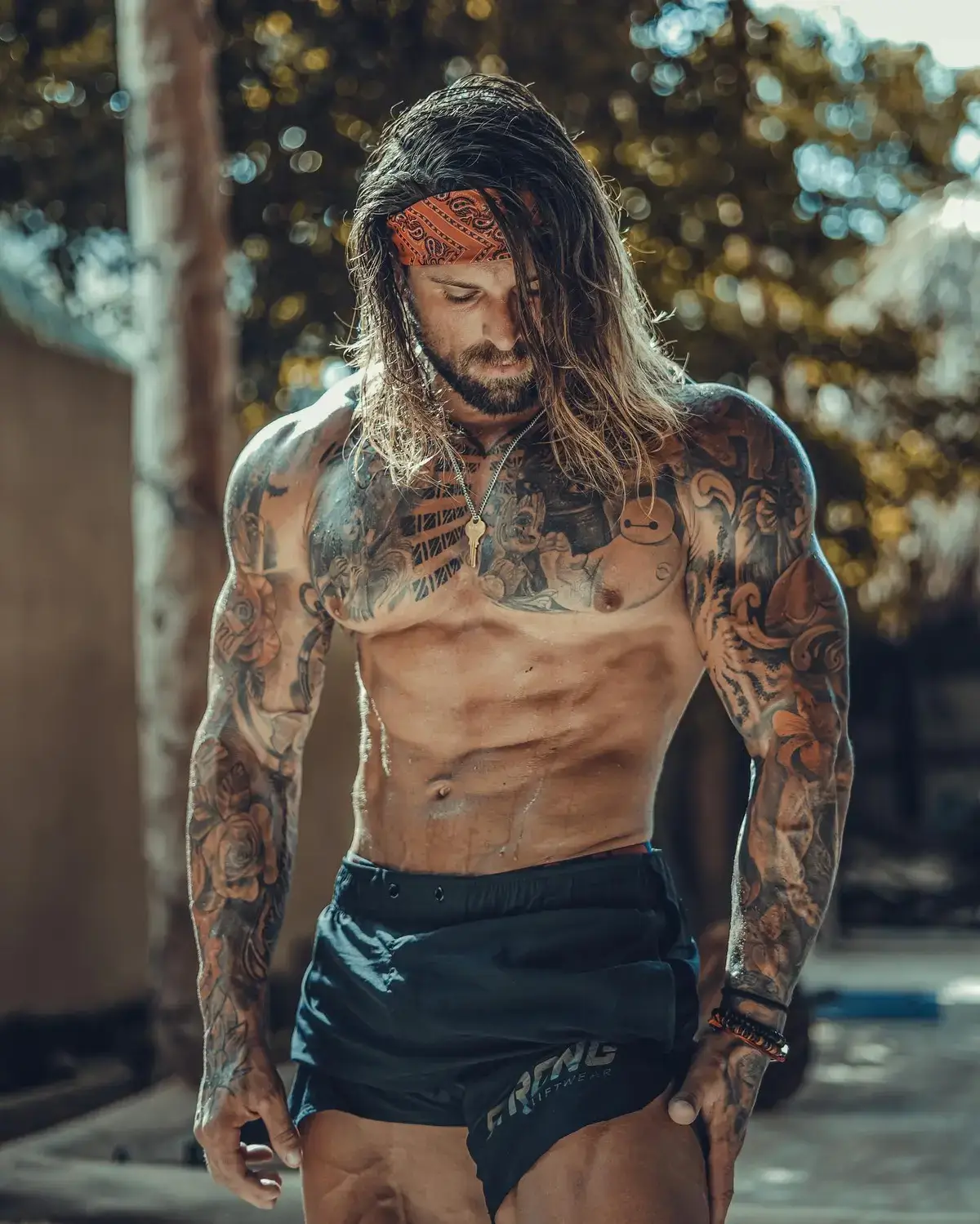 Ryan Stacks tattoos: inline tattoo photograph showing the Disney-themed chest group